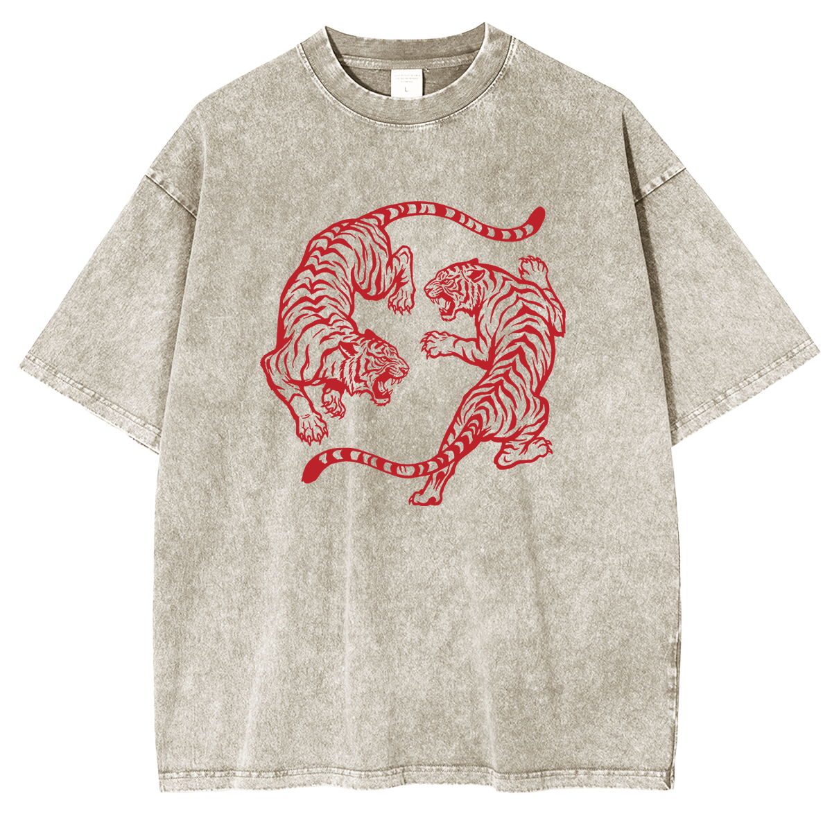 Vintage Tiger Yin Yang  Washed T-shirts