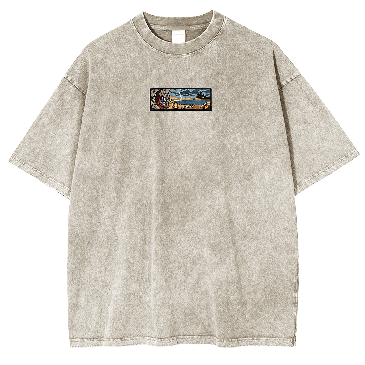 Embroidered Dark Fantay Washed T-shirt