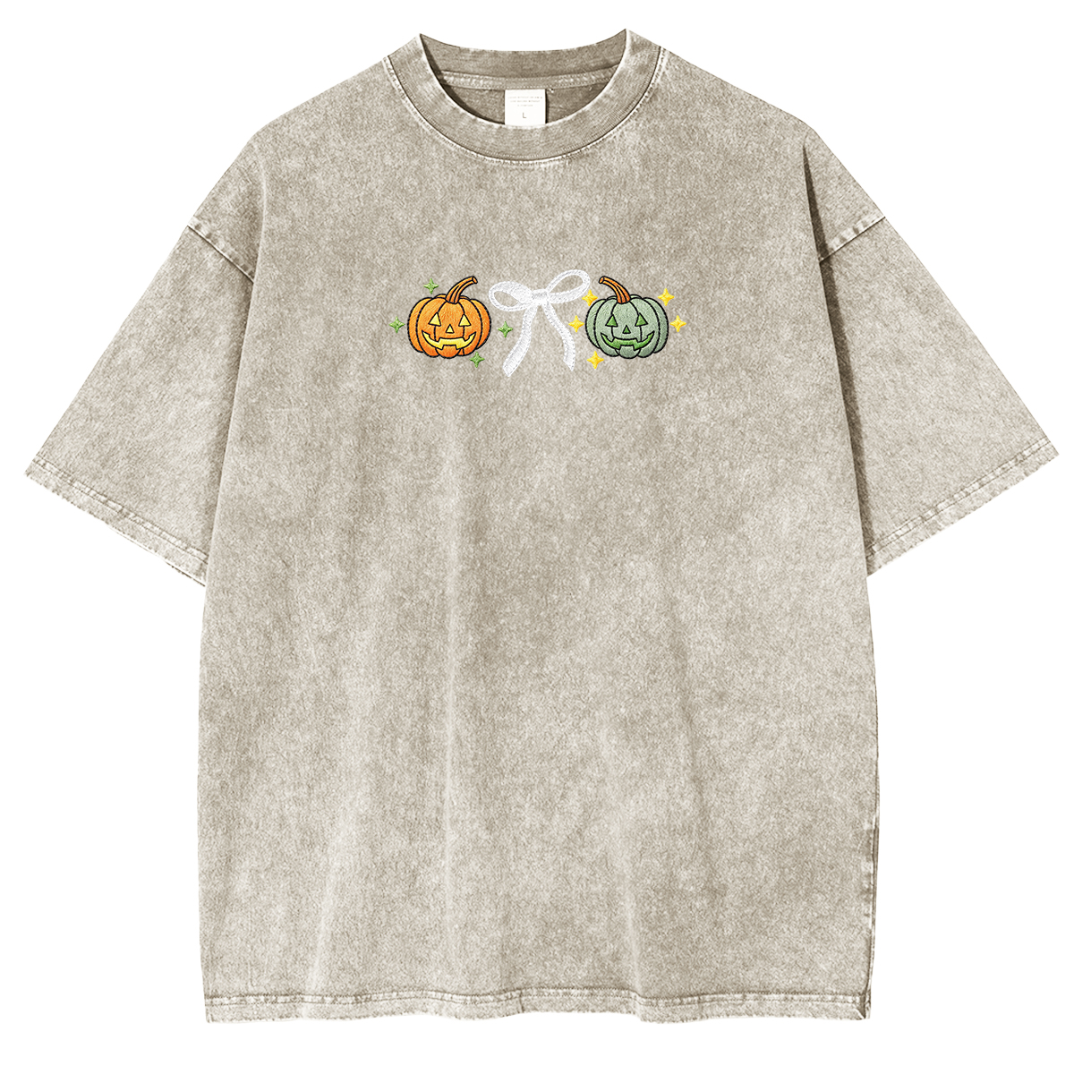 Embroidered Halloween Coquette Pumpkins Weashed Shrit