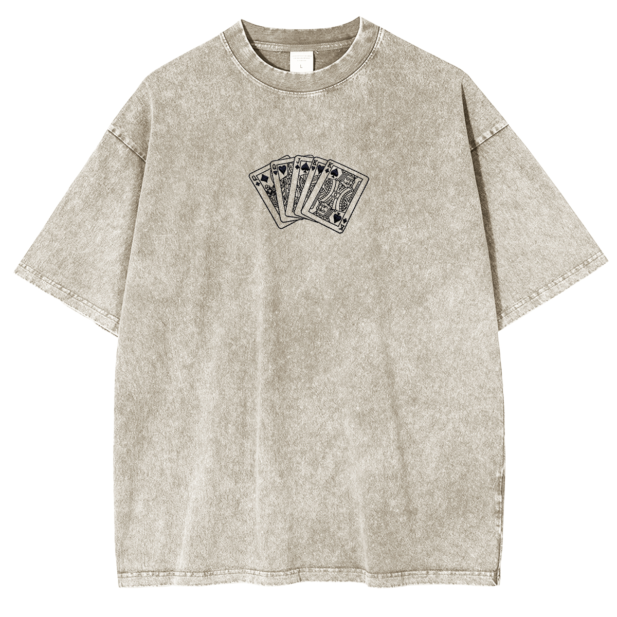 Embroidered Poker King  Washed T-shirt