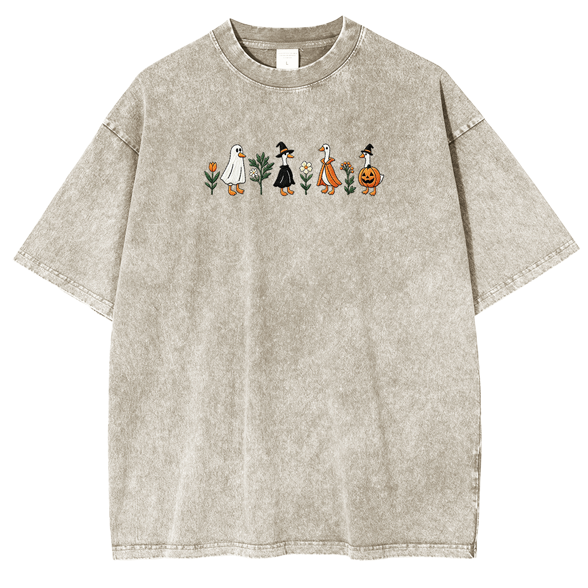 Embroidered Spooky Goose Halloween Weashed Shrit