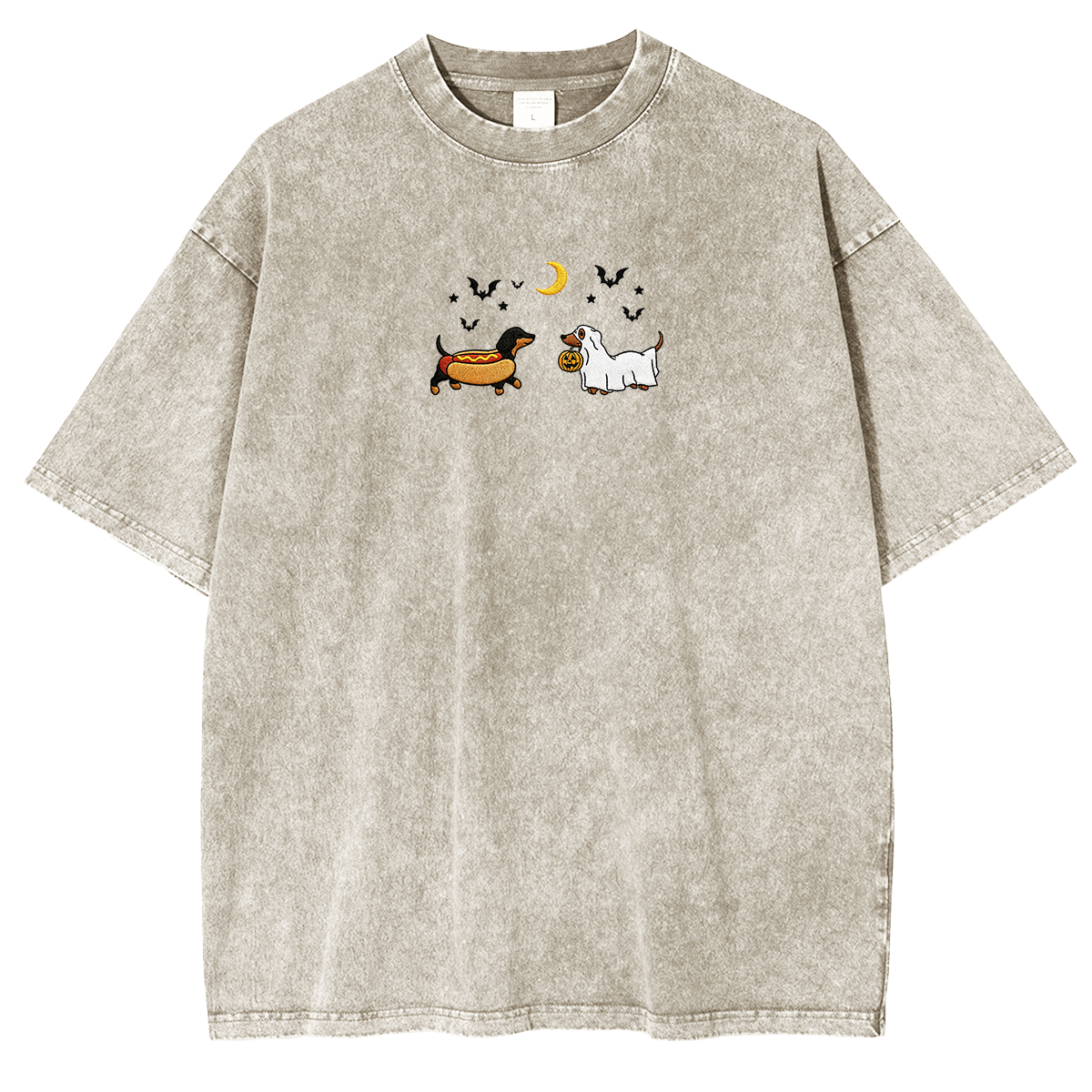 Embroidered Halloween Black and Brown & Brown Dachshunds Spooky Season Weashed Shrit