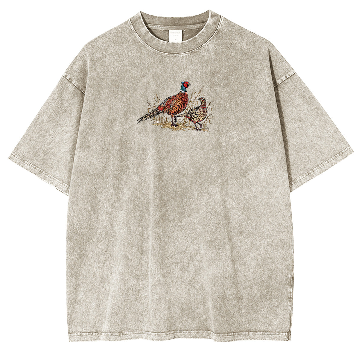 Embroidered Pheasant Washed T-shirt