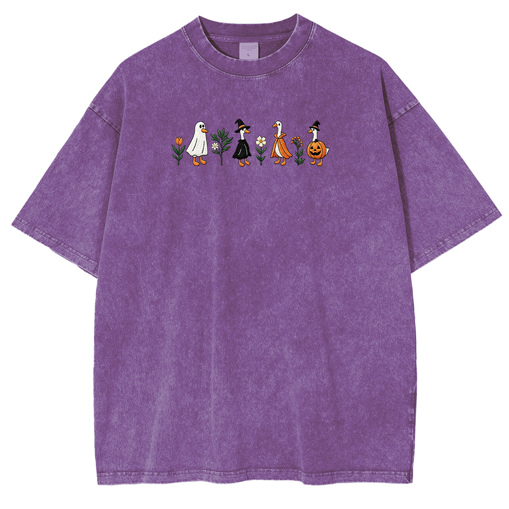 Embroidered Spooky Goose Halloween Weashed Shrit