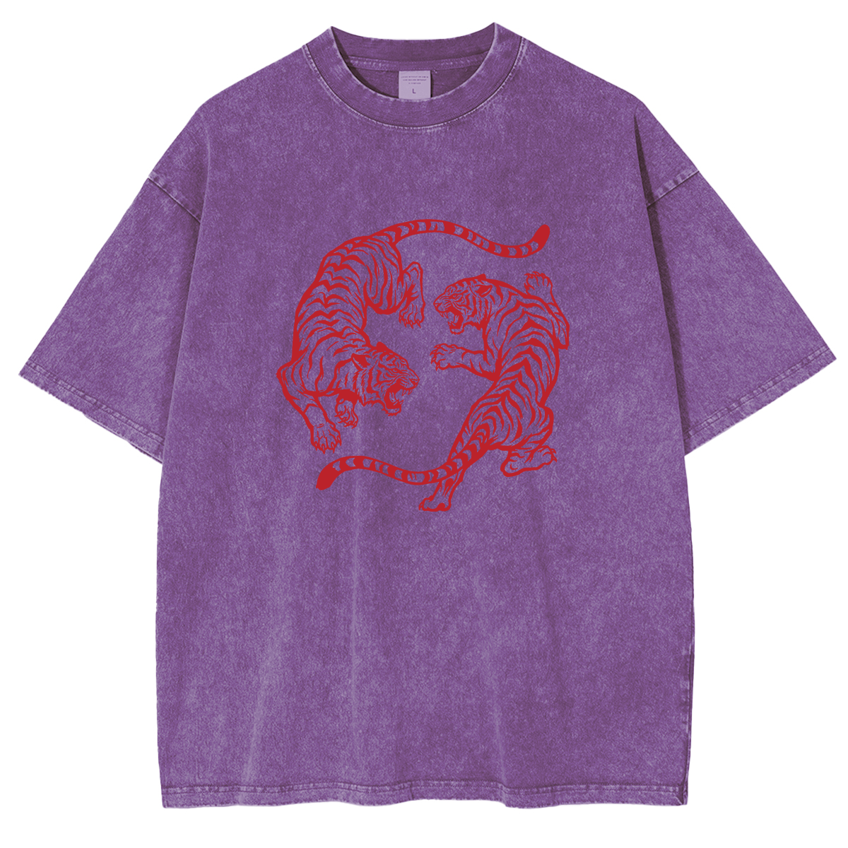 Vintage Tiger Yin Yang  Washed T-shirts