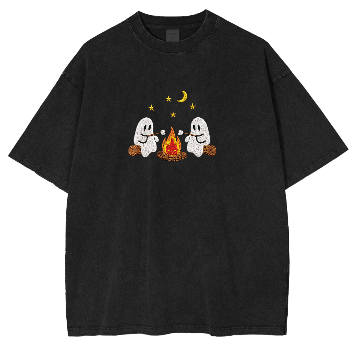 Camping Ghosts Embroidered Halloween Weashed Shrit