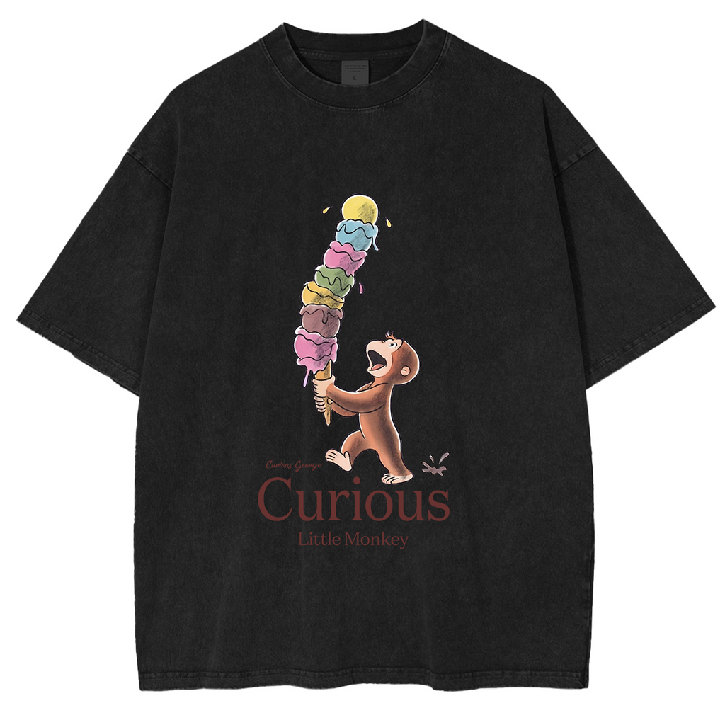Curious George Has An Ice Cream Treat Oversized T-shirt