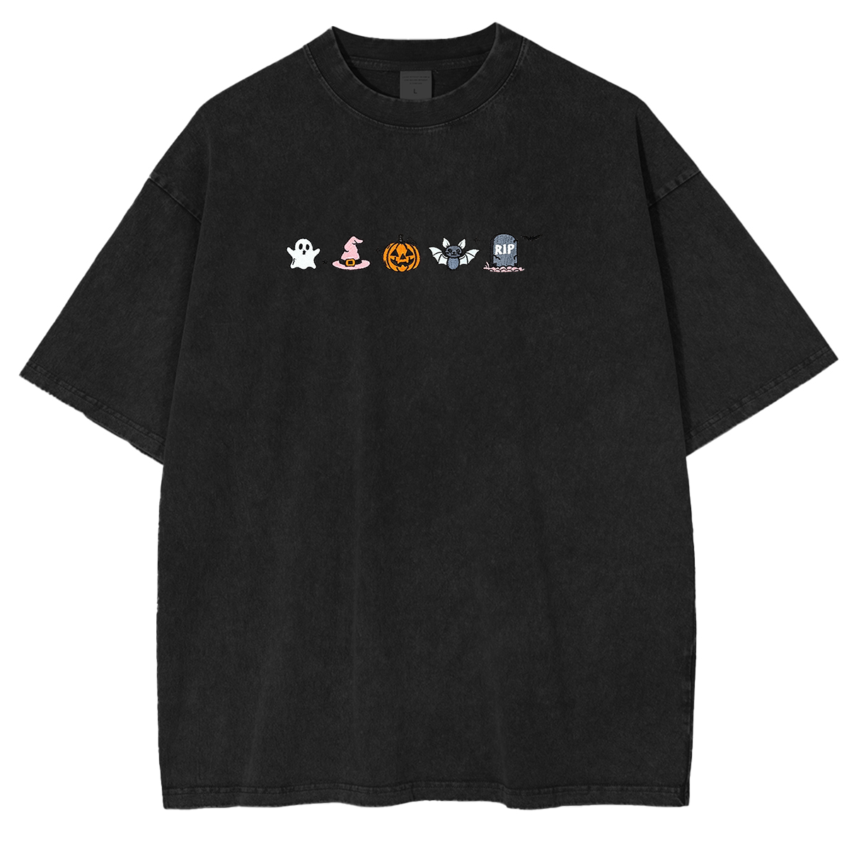 Embroidered Halloween  Weashed Shrit