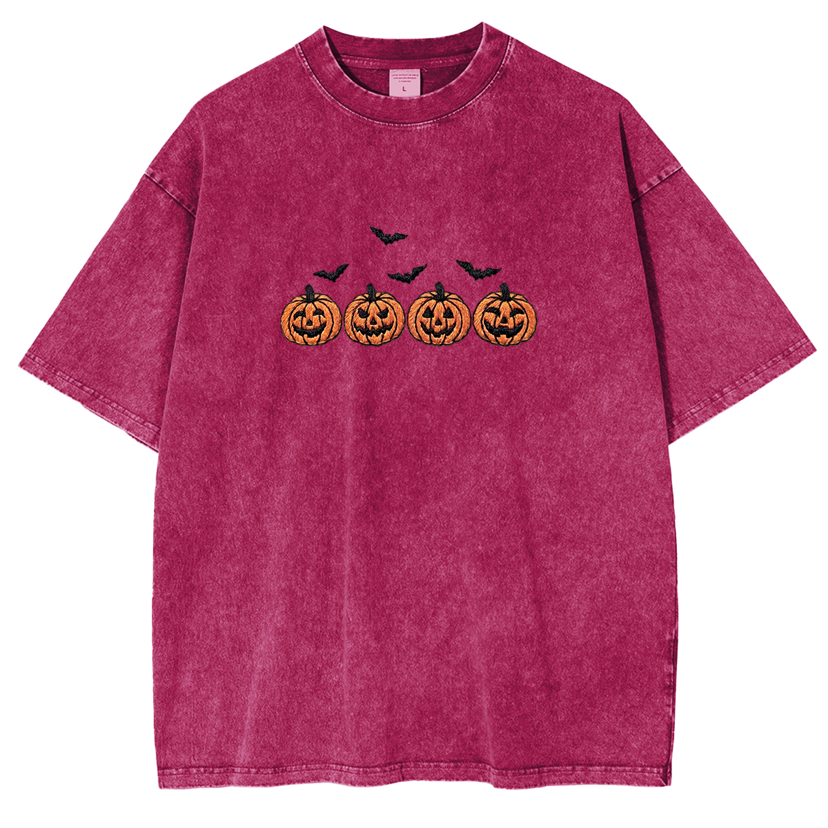 Pumpkins and bats embroidered spooky season Halloween Weashed Shrit