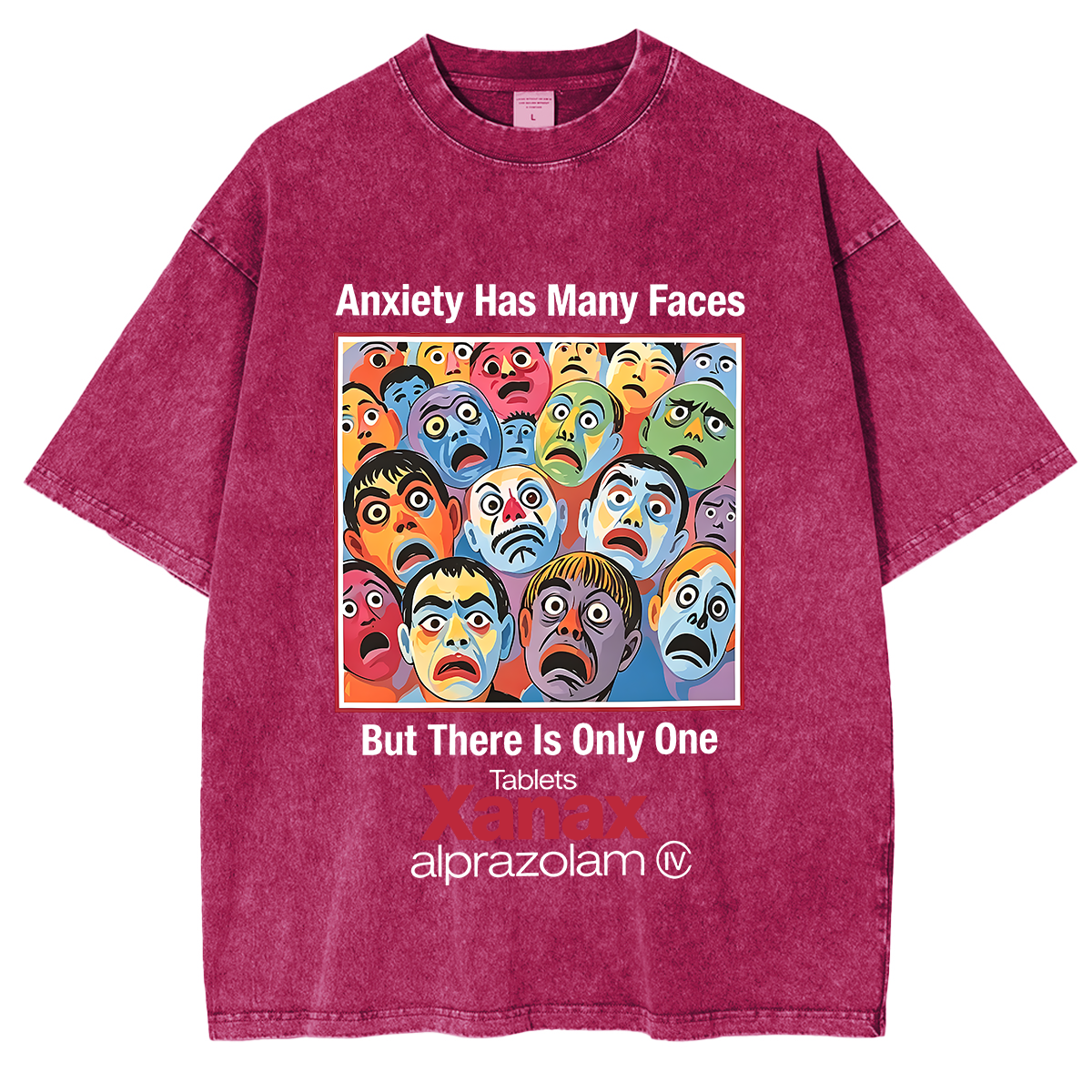 Anxiety Has Many Faces Washed T-shirt