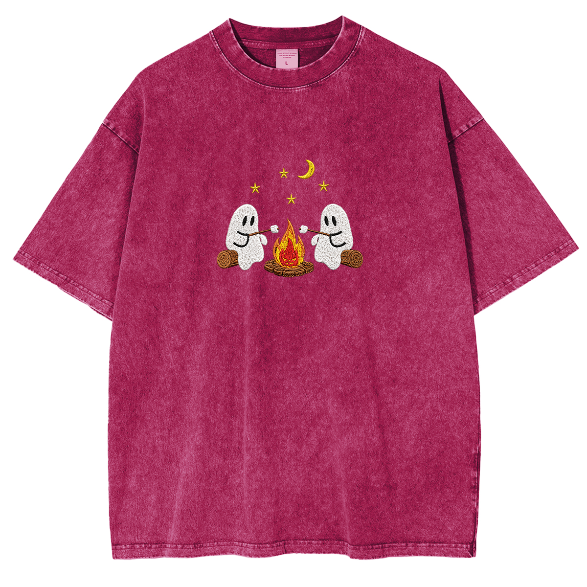 Camping Ghosts Embroidered Halloween Weashed Shrit