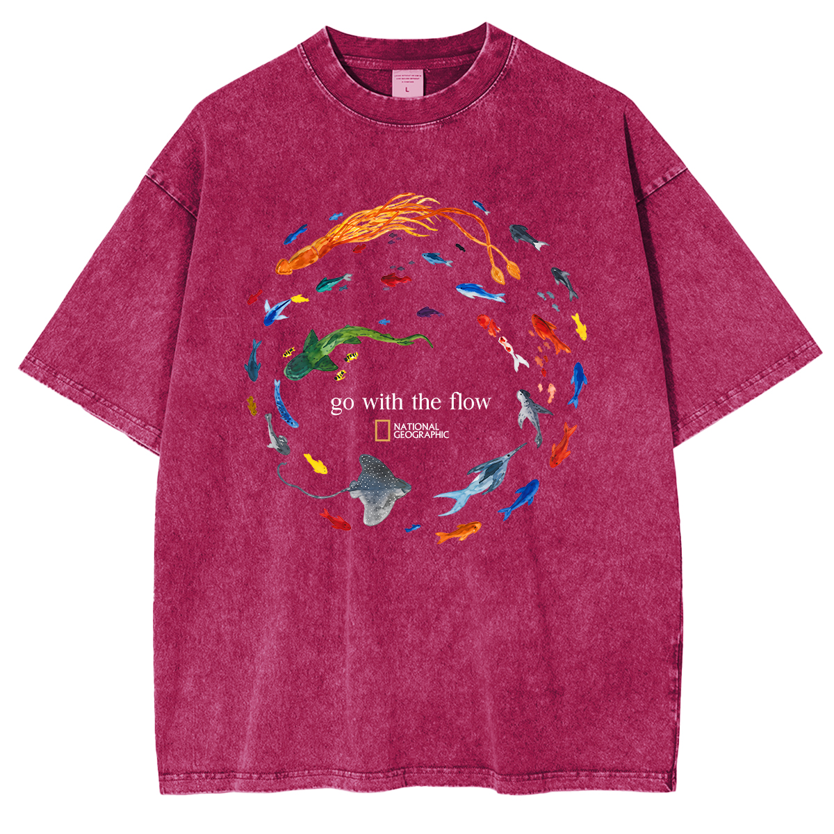 Marine Animals 'Go With The Flow Washed T-shirts