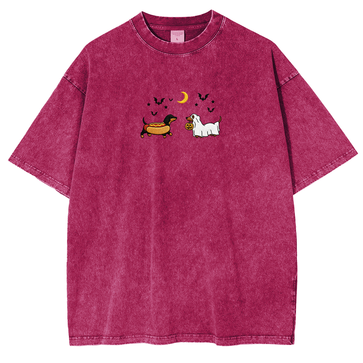 Embroidered Halloween Black and Brown & Brown Dachshunds Spooky Season Weashed Shrit
