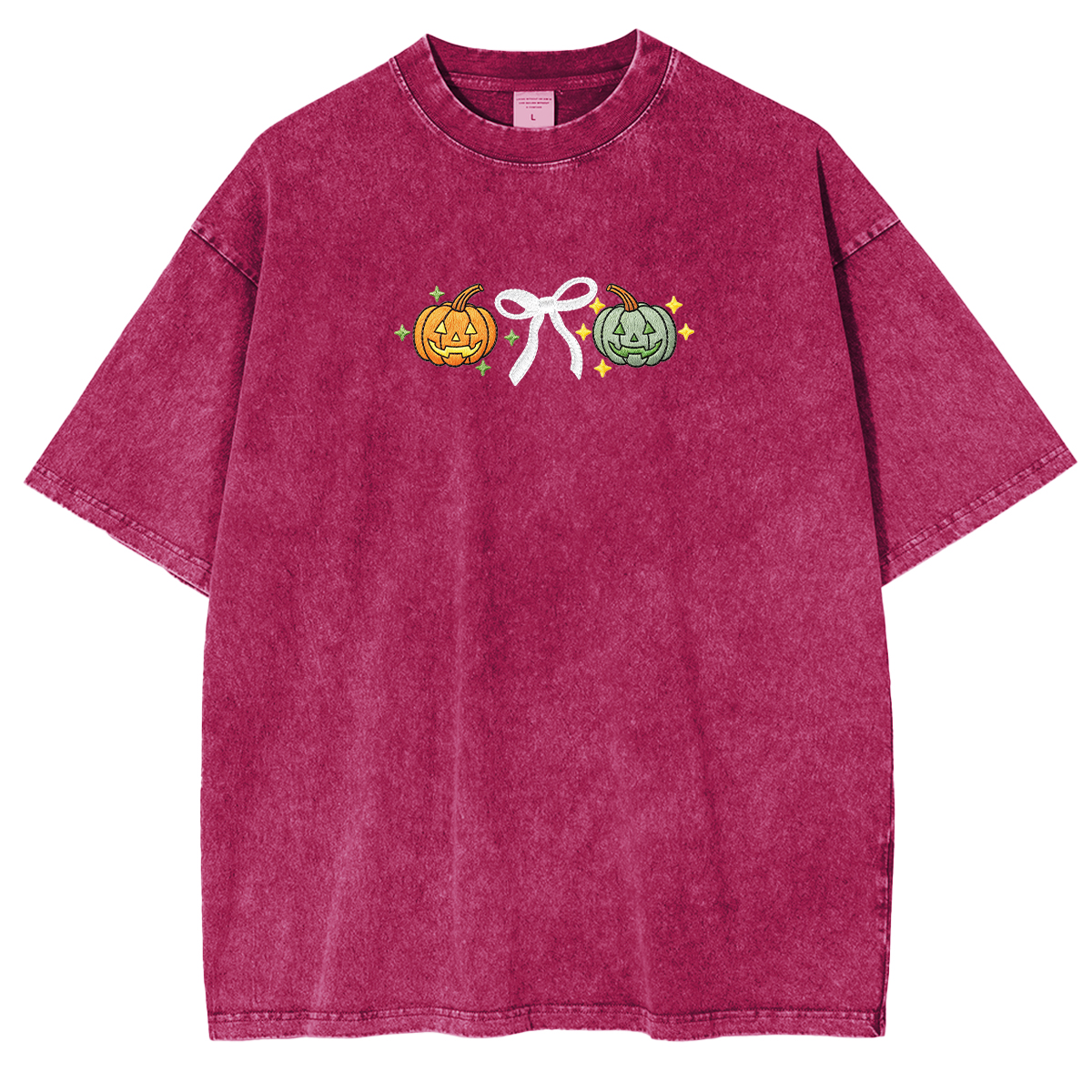 Embroidered Halloween Coquette Pumpkins Weashed Shrit